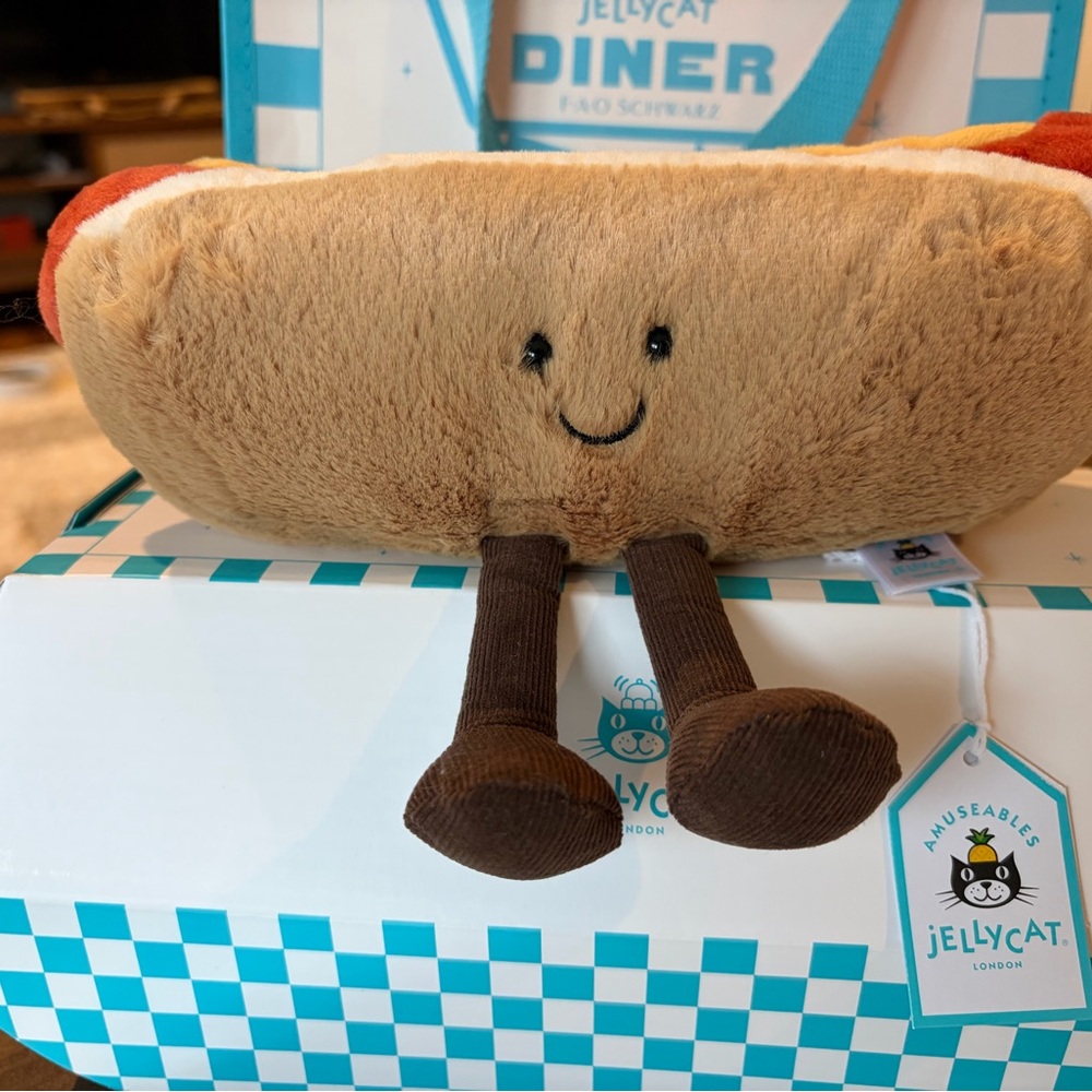 Jellycat NYC Diner Exclusive Amuseables Hot Dog Plush (w/all accessories) BNWT